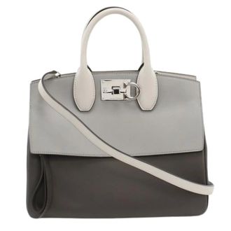 Ferragamo Pre-owned Handbags, female, Gray, Size: ONE SIZE Pre-owned Calfskin Handbag
