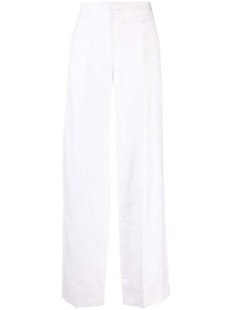 Chlo&eacute; wide-leg linen trousers - White