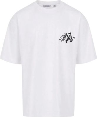 Off-white Ribbed Crew T-Shirt met Geborduurd Pijllogo - Heren - T-shirts - Wit - S - Katoen - Tops