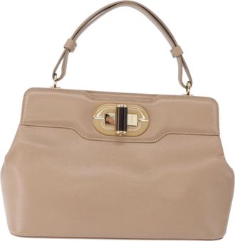 Bulgari Isabella Rossellini Leather Beige Leather Handbag (Pre-Owned)