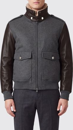 Brunello Cucinelli Cashmere Bomber Jacket with Fur Collar and Leather Details