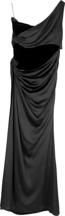 Valentino Valentino Garavani maxi-jurk met &eacute;&eacute;n schouder en uitsnijding in zwarte zijde