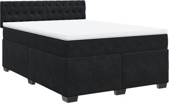 vidaXL Vidaxl - Cama Box Spring Con Colch&oacute;n Terciopelo Negro 160x200 Cm