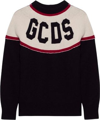 GCDS Gcds, Truien & Vesten, Heren, Zwart, L, Wol, Stripes Logo Sweater