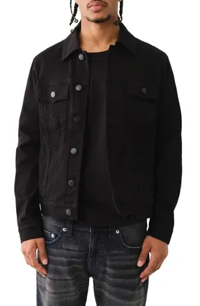 True Religion Denim Trucker Jacket in Body Rinse Black at Nordstrom, Size Xx-Large