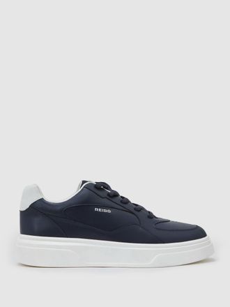 Reiss Navy Bonded-leather Chunky Sole Trainers, E41