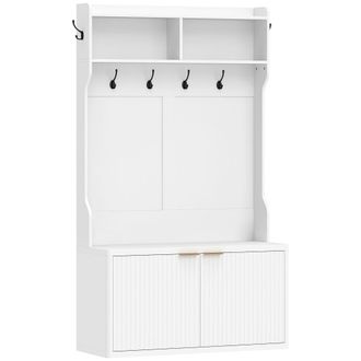 HOMCOM Perchero zapatero 100x38x172 cm blanco