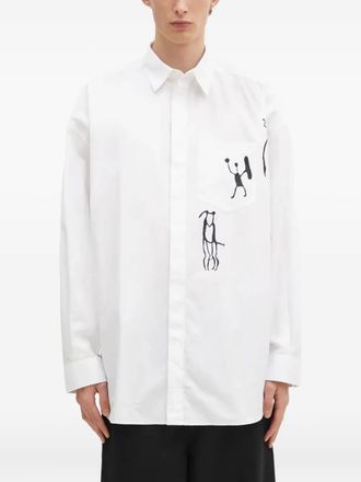 Wood Wood Rofus patch-pocket print shirt - White