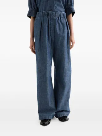 Jil Sander Wide-Leg Cotton Trousers - Blue