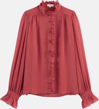 Suncoo Blouse met opstaande kraag en ruches, LEONOR