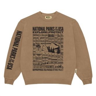 Parks Project Womens National Parks Of The Usa Checklist Crew Sweatshirt In Khaki