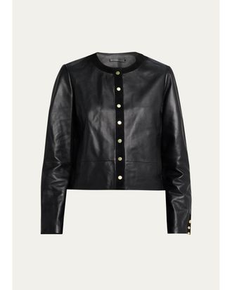 Vince Leather Boxy Crop Jacket