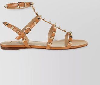 Valentino Garavani rockstud ankle strap flat sole sandals
