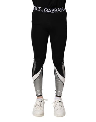 Dolce & Gabbana Mens Nylon Skinny Leggings Black Viscose Polyester