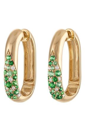 Eden Presley Glitter Elongated Huggie Hoop Earrings in Yellow Gold at Nordstrom