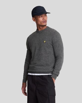 Lyle & Scott Lambswool Blend Crew Neck Sweater in Charcoal Marl at Nordstrom, Size Xx-Large