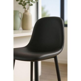 Regalos Miguel Taburetes Cocina - Taburete Black Teok Polipiel - Negro