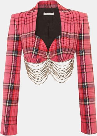 Area Area Pink Plaid Cotton Chain Detail Jacket