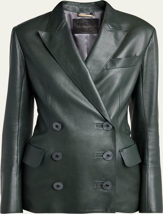 Giorgio Armani Tailored Leather Blazer Jacket