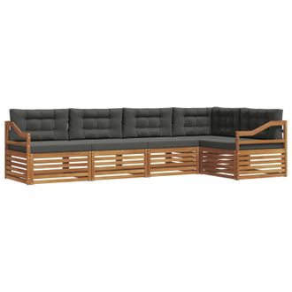 vidaXL Conjunto De Sof&aacute;s De Exterior 5 Pcs Natural Y Antracita Vidaxl