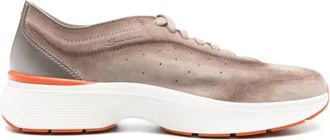 Santoni Bruine Bounce Sneakers met Geperforeerde Details - Heren - Sneakers - Bruin - 44 1/2 EU - Leer - Schoenen