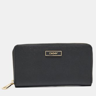 DKNY Dkny Black Leather Bryant Park Zip Around Continental Wallet