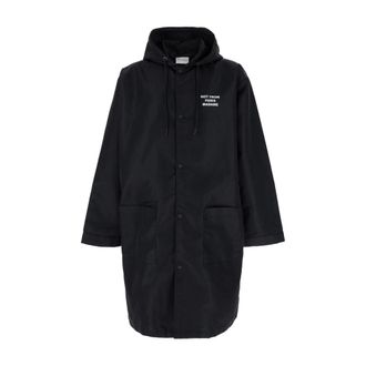 Dr&ocirc;le de Monsieur Zwarte Parka Jas met Logo Details - Heren - Parka Jassen - Zwart - XL - Jassen