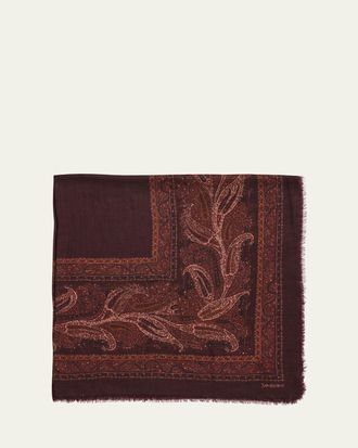 Saint Laurent Geometric Paisley Cashmere Scarf