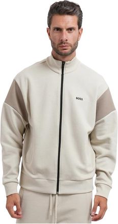HUGO BOSS Zip-up Sweatshirt - Heren - Vesten met rits - Beige - M - Katoen - Hoodies & sweatvesten