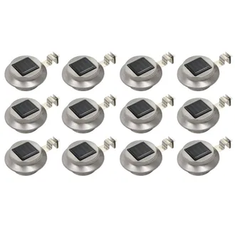 Berkfield Home Outdoor Solar Lamps 12 pcs LED Round 12 cm White in Silver