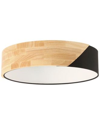 Eglo Eglo Grimaldino 2 Light Ceiling Light With Black Fabric & Wood Finish & White Plastic Diffuser