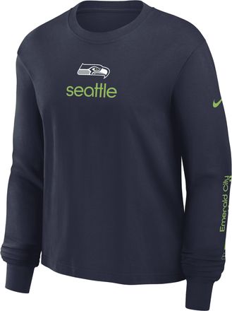 Nike Seattle Seahawks Boxy Nike Womens NFL Long-Sleeve T-Shirt in Blue | 01N241S78-2QV