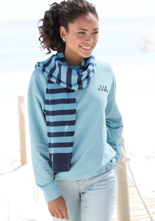 Elbsand Sweatshirt ELBSAND Carisa, Damen, Gr. XXL (44), aquamarine, Sweatware, Obermaterial: 95% Baumwolle, 5% Elasthan, unifarben, figurumspielend h&uuml;ftlang, 