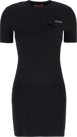Gucci Geribbelde gebreide jurk met zakdetail - Dames - Jurken - Zwart - Maat: L