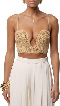 JLUXLABEL Sail Away Plunge Bustier Crop Top in Beige at Nordstrom, Size Medium