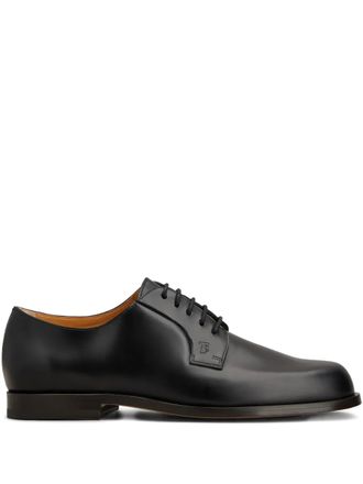 Tod's embossed lace-up derby shoes - men - CALFSKIN/Calf Leather/Calf Leather/Rubber - 10.5 - Black