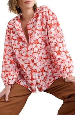Seasalt Cornwall Radiance Floral Organic Cotton Button-Up Shirt in Patchwork Bloom Chalk at Nordstrom Rack, Size 14 Us / 18 Uk