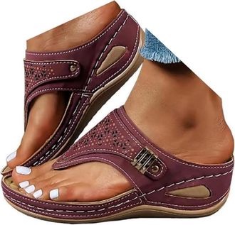 Generic Wedge Flip Flops Women UK Orthopedic Flip Flops Wedge Sandals for Women Wide Fit Summer Slides Beach Shoes Toe Post Slippers Lightweight Orthopedic Sa