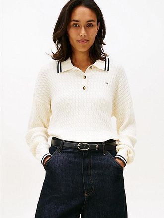 Tommy Hilfiger Cable Knit Polo Jumper