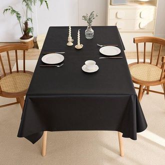 OEM Mantel Rectangular De Piel Suave, Impermeable Y Lavable, Ideal Para Fiestas, Picnics Y Acampadas, Mantel De Exterior (negro, 140 X 200 Cm)