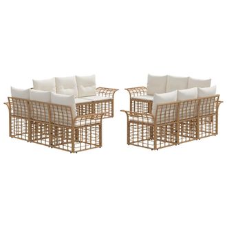 vidaXL Conjunto De Sof&aacute;s De Exterior 12 Pcs Natural Y Crema Poli&eacute;ster Vidaxl