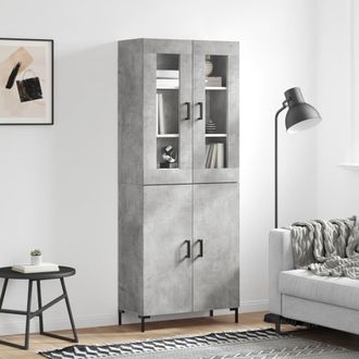 vidaXL Vidaxl - Aparador Alto Madera Contrachapada Gris Hormig&oacute;n 69,5x34x180 Cm