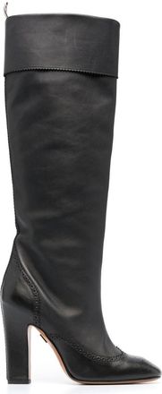 Thom Browne brogued 105mm knee-high boots - women - Calf Leather/Calf Leather/Goat Skin/Lambskin - 36.5 - Black