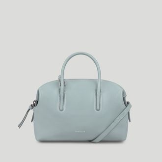 DeMellier The Small Stockholm in Pacific Blue Fine Grain Leather Top handle bag