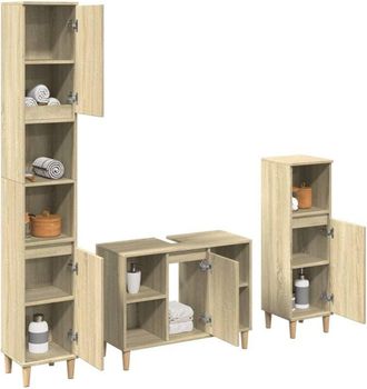 vidaXL Vidaxl - Set De Muebles De Ba&ntilde;o 3 Pzas Madera Contrachapada Roble Sonoma
