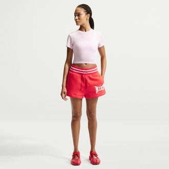 Nike Womens Nike Sportswear Phoenix Fleece High-Waisted 4 Shorts in Red | IR5005-696