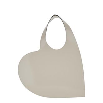Coperni Heart Beige Shoulder Bag With Logo Print In Leather Woman