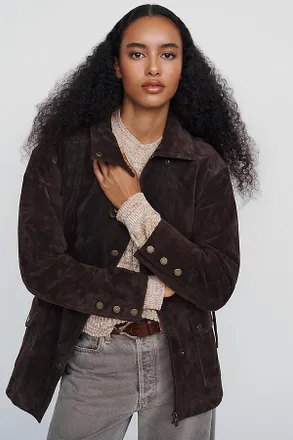 Avec Les Filles Suede Funnel Neck Jacket