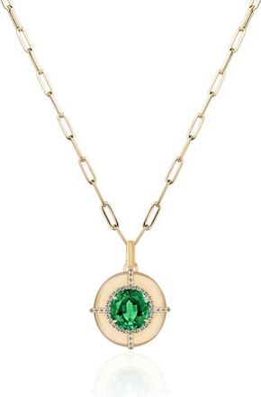 Goshwara Round Cut Emerald Medallion Necklace in Green at Nordstrom, Size 18