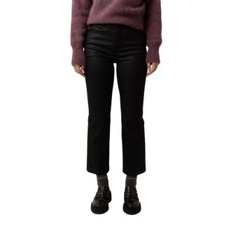 Drykorn Broeken, Dames, Zwart, W30, Polyester, Zwarte, glanzende kick-flare broek